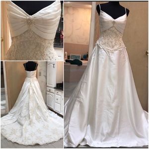 SOLD  royal satin/lace cathedral wedding gown